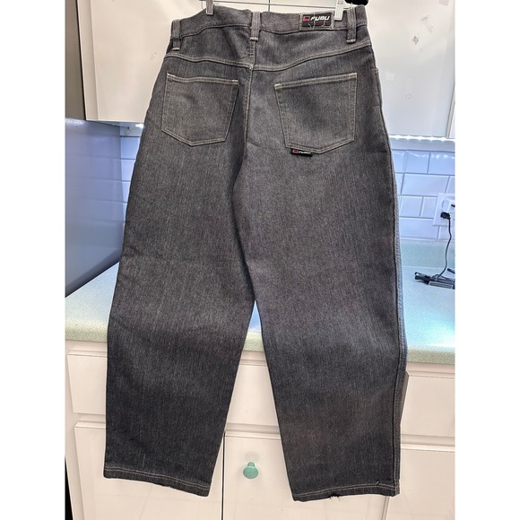 FUBU Other - Vtg FUBU Baggy Jeans Mens 40x34 (Actual 36x31) Black Denim Wide Leg 90s Hip Hop